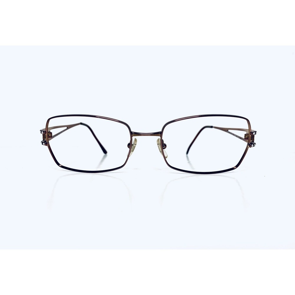 Versace Copper Metal Rectangular Glasses Medusa Temple Italy MOD1114 54 18 130